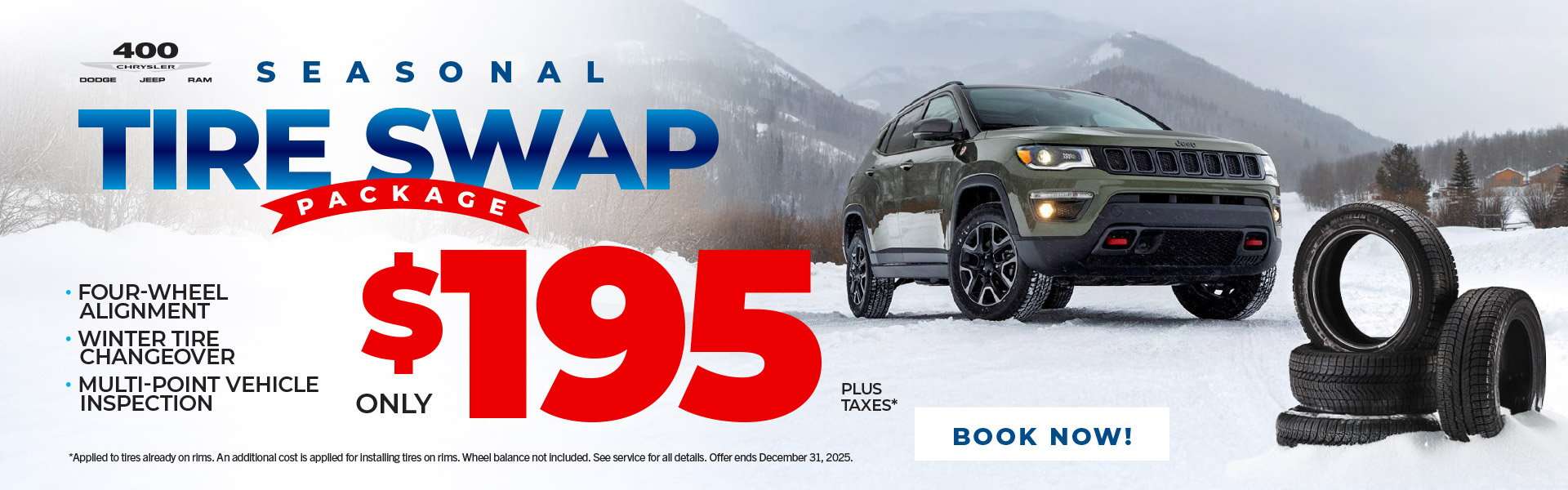 Seasonal Tire Swap Package for only $195 + Taxes